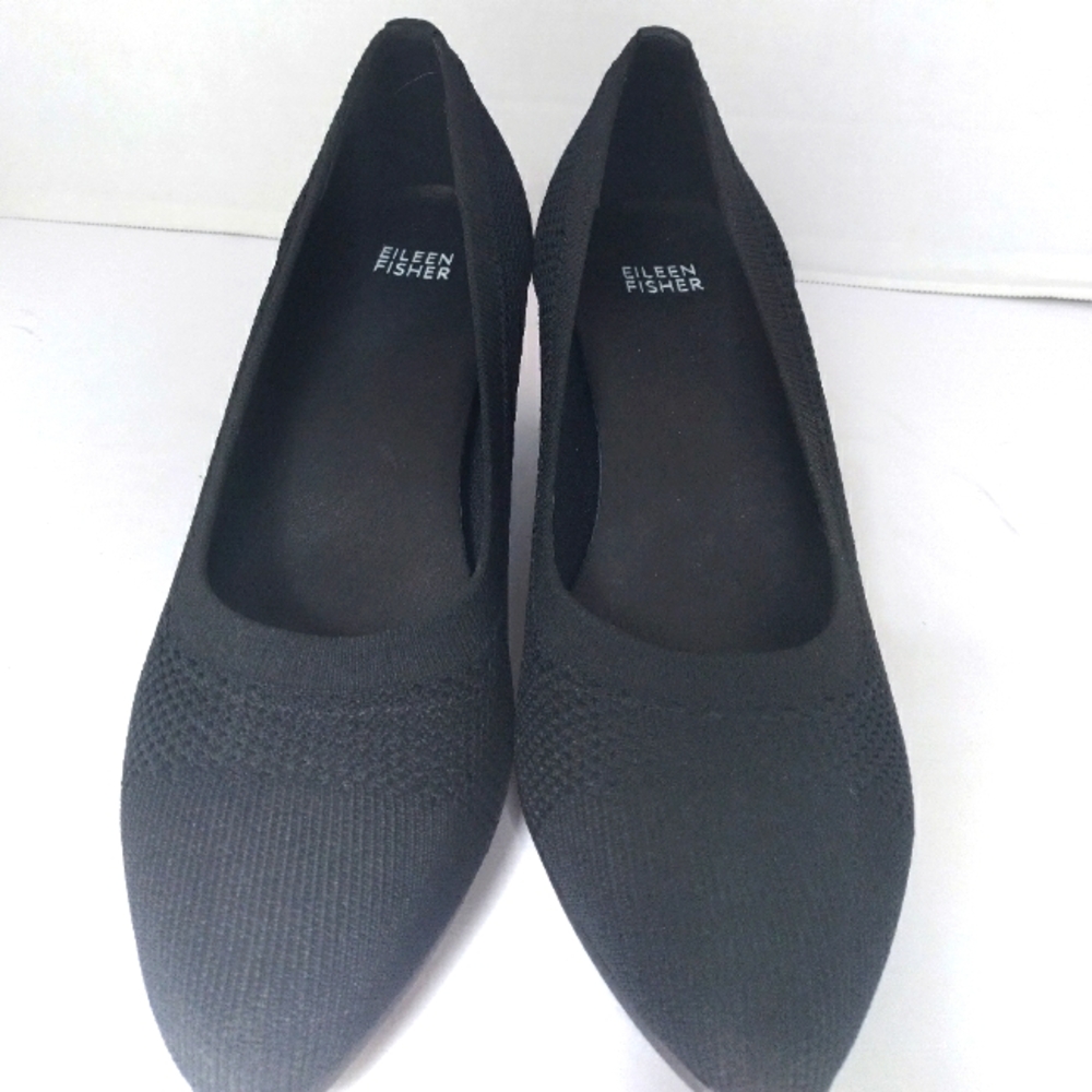 Eileen Fisher Knit‎ Pumps Comfortable Heel Classic Black Shoes Size?